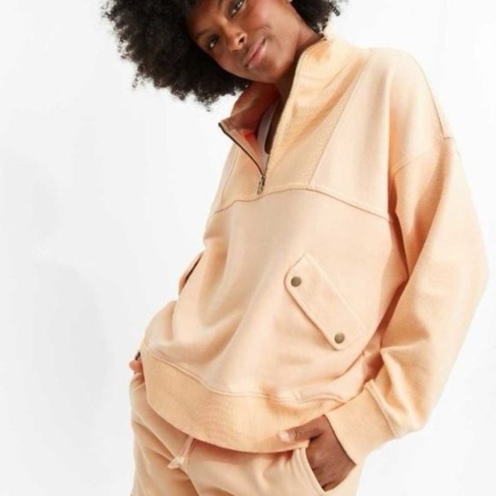 Aerie luxe moto quarter zip & short set